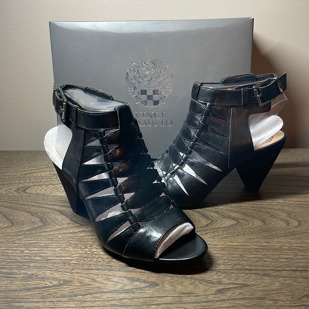 Vince Camuto Elika Vintage Leather Heeled Sandal Bootie